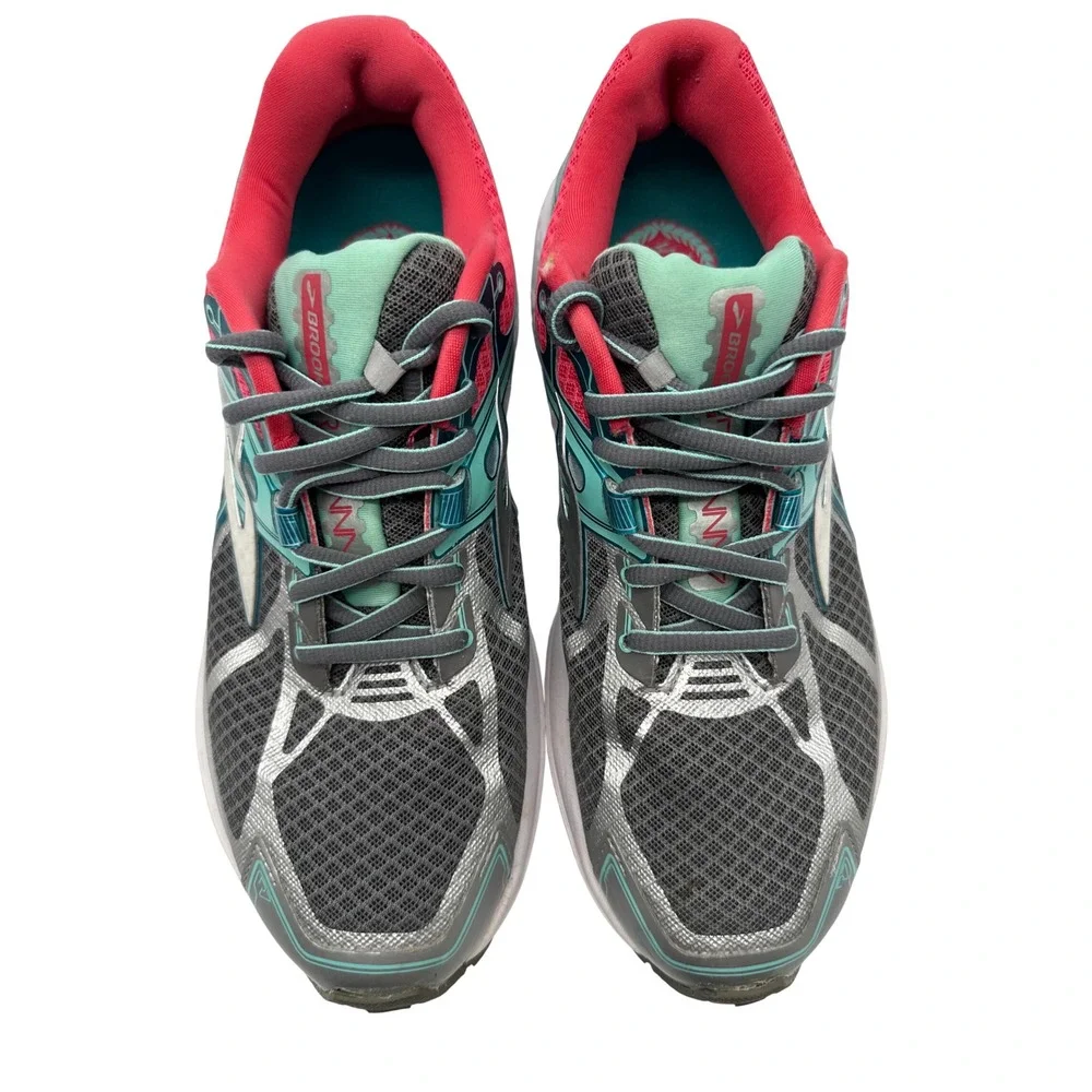 Brooks Ravenna 7 Running Shoes Womens 10 Grey Teal Pink Good Stability Sneakers
